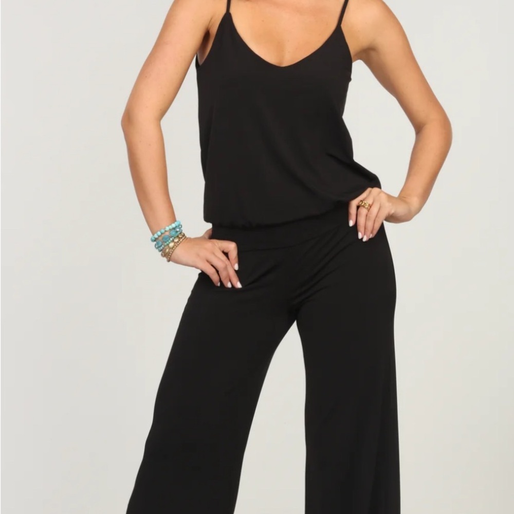 Veronica M Black Drop Waist Jumpsuit-